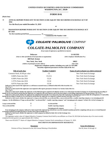 Thumbnail Colgate-Palmolive Annual Report 2019