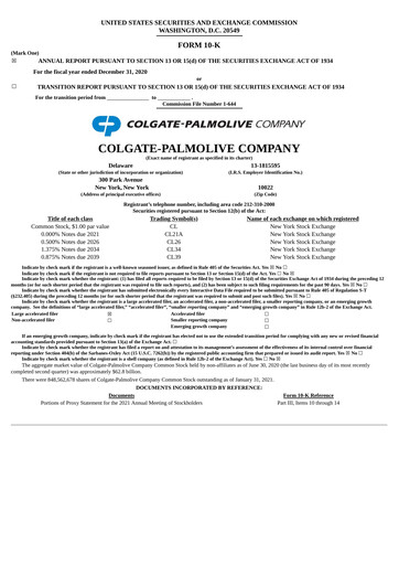 Thumbnail Colgate-Palmolive Annual Report 2020