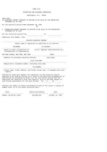 Thumbnail Colgate-Palmolive Quarterly Report 1997-q3
