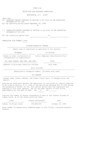 Thumbnail Colgate-Palmolive Quarterly Report 1998-q3