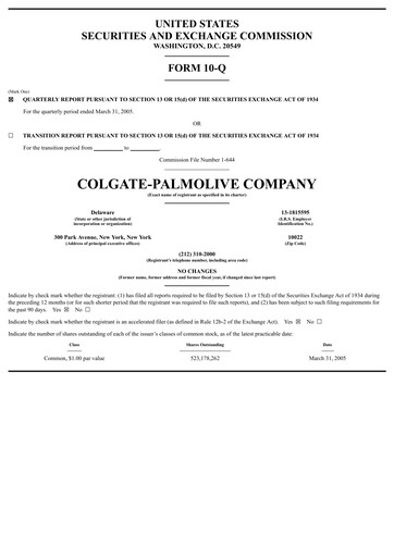 Thumbnail Colgate-Palmolive Quarterly Report 2005-q1