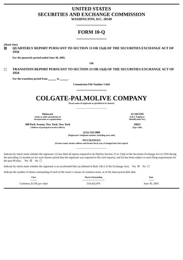Thumbnail Colgate-Palmolive Quarterly Report 2005-q2