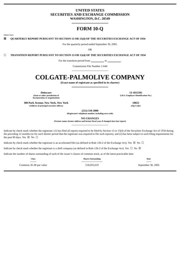 Thumbnail Colgate-Palmolive Quarterly Report 2005-q3