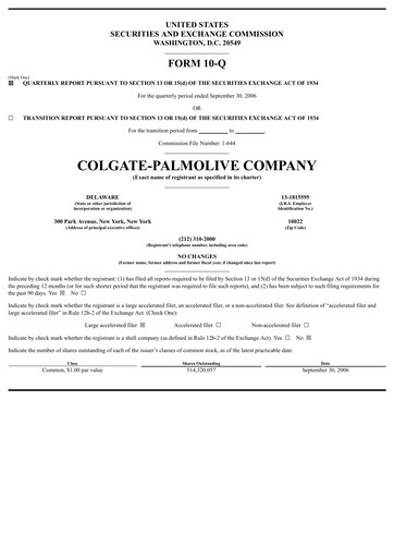 Thumbnail Colgate-Palmolive Quarterly Report 2006-q3