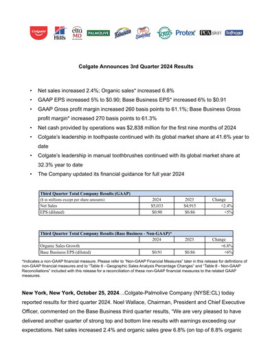 Thumbnail Colgate-Palmolive Quarterly Report 2024-q3