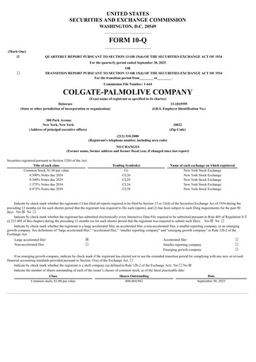 Thumbnail Colgate-Palmolive Quarterly Report 2025-q3
