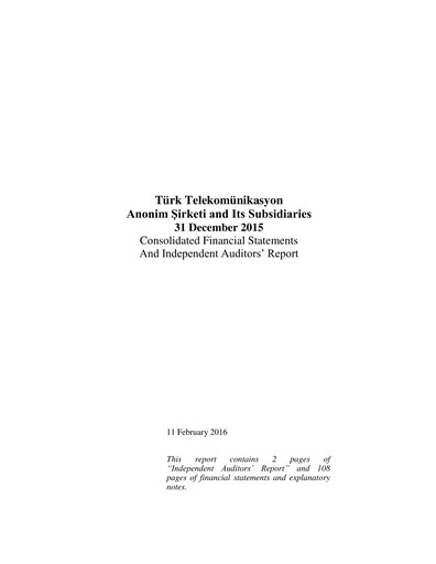 Thumbnail Türk Telekom
 Financial Statement 2015