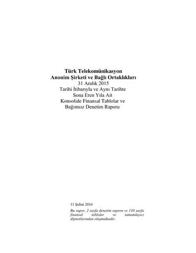 Thumbnail Türk Telekom
 Financial Statement 2015