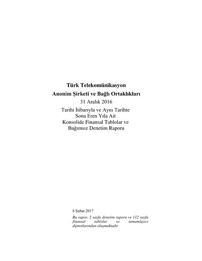 Thumbnail Türk Telekom
 Financial Statement 2016