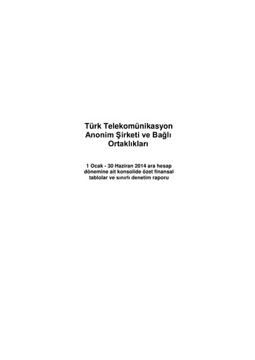 Thumbnail Türk Telekom
 Half-year Report 2014-h1