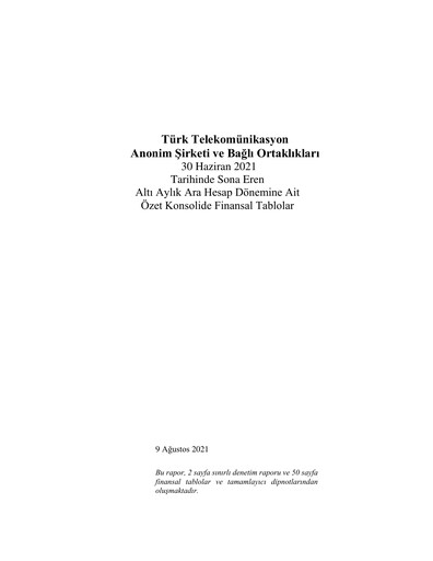 Thumbnail Türk Telekom
 Half-year Report 2021-h1