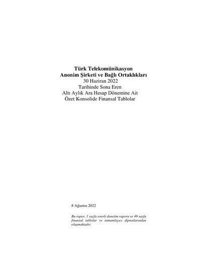 Thumbnail Türk Telekom
 Half-year Report 2022-h1