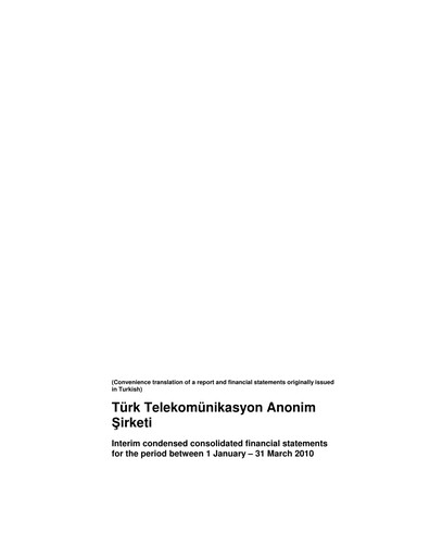 Miniature Türk Telekom
 Rapport trimestriel 2010-q1