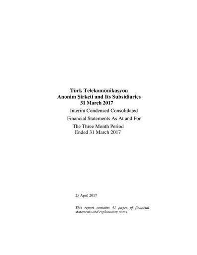 Miniature Türk Telekom
 Rapport trimestriel 2017-q1