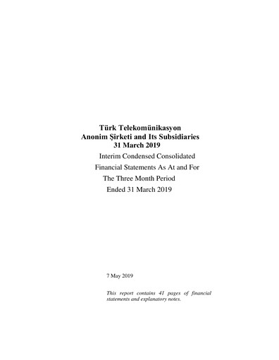 Miniature Türk Telekom
 Rapport trimestriel 2019-q1