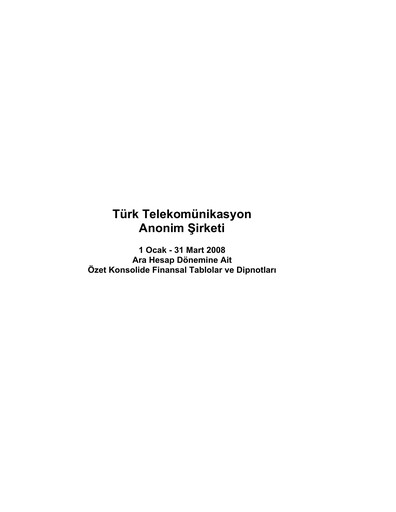 Thumbnail Türk Telekom
 Quarterly Report 2008-q1