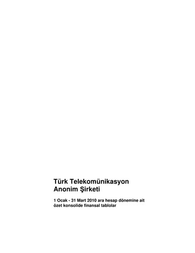 Thumbnail Türk Telekom
 Quarterly Report 2010-q1
