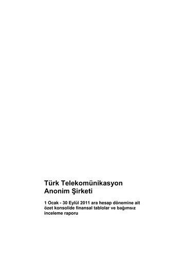 Thumbnail Türk Telekom
 Quarterly Report 2011-q3