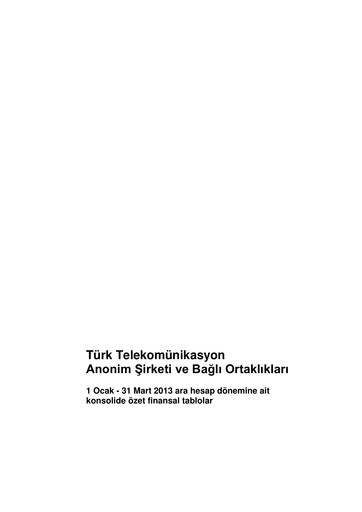 Thumbnail Türk Telekom
 Quarterly Report 2013-q1