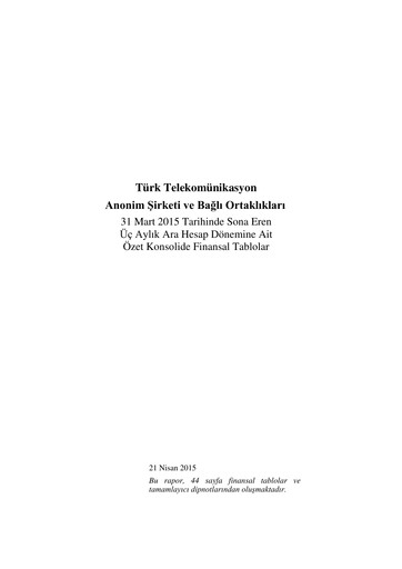 Thumbnail Türk Telekom
 Quarterly Report 2015-q1