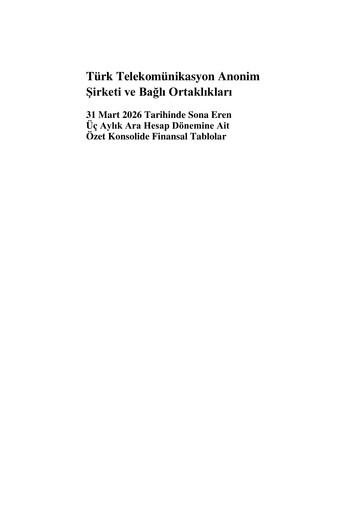 Thumbnail Türk Telekom
 Quarterly Report 2026-q1