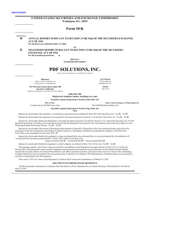 Thumbnail PDF Solutions Annual Report 2006