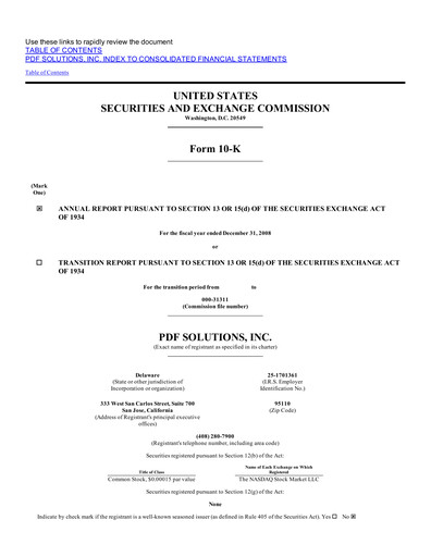 Thumbnail PDF Solutions Annual Report 2008