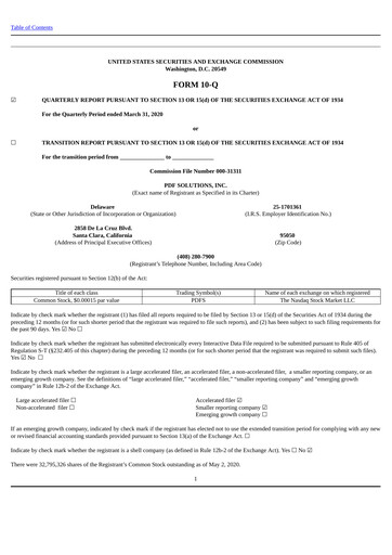 Thumbnail PDF Solutions Quarterly Report 2020-q1
