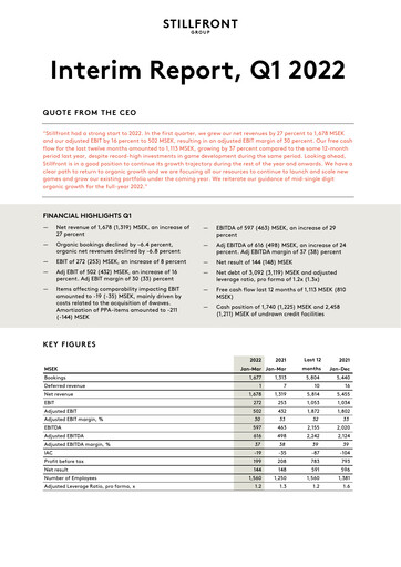 Thumbnail Stillfront Group Quarterly Report 2022-q1