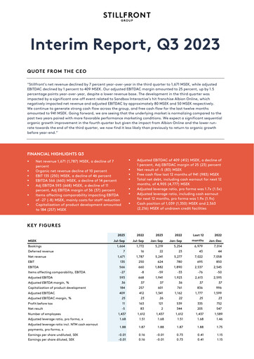 Thumbnail Stillfront Group Quarterly Report 2023-q3