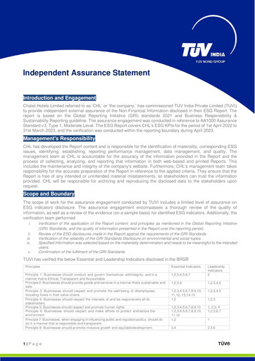 Thumbnail Chalet Hotels
 ESG Report 2022-2023