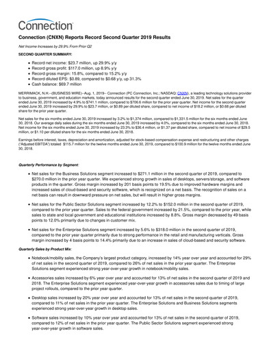 Thumbnail PC Connection
 Quarterly Report 2019-q2