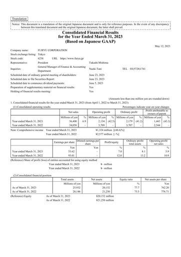 Thumbnail FuRyu Financial Statement fy2022