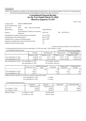 Thumbnail FuRyu Financial Statement fy2023