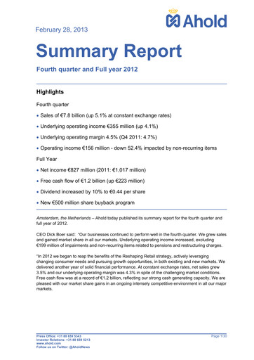 Thumbnail Ahold Delhaize Financial Statement 2012