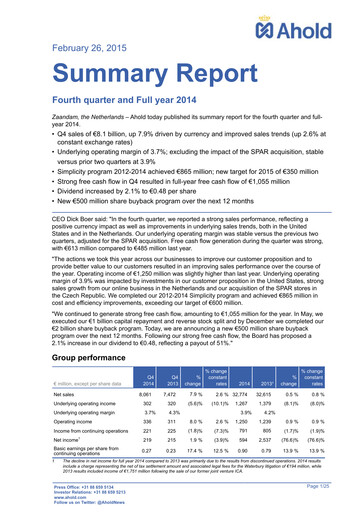 Thumbnail Ahold Delhaize Financial Statement 2014