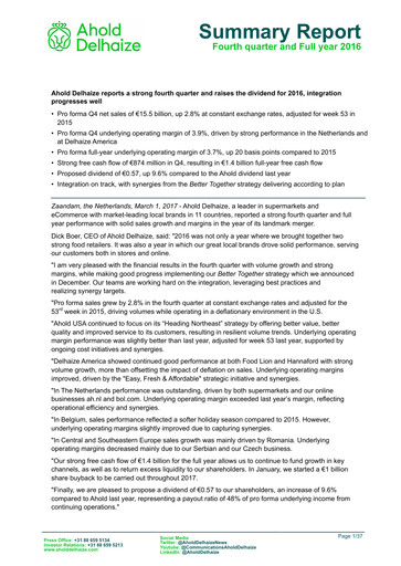 Thumbnail Ahold Delhaize Financial Statement 2016