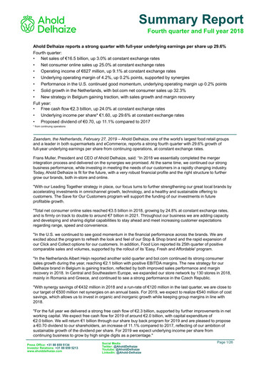 Thumbnail Ahold Delhaize Financial Statement 2018