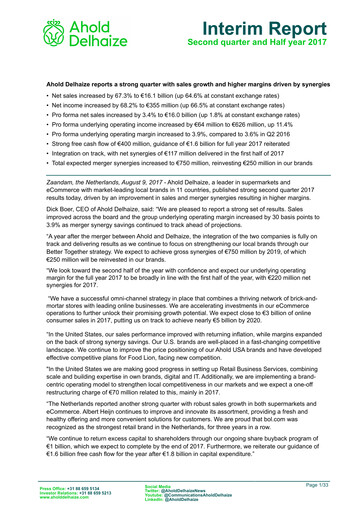 Thumbnail Ahold Delhaize Half-year Report 2017-h1