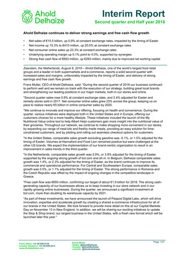 Thumbnail Ahold Delhaize Half-year Report 2018-h1