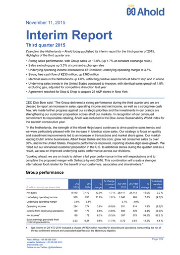 Thumbnail Ahold Delhaize Quarterly Report 2015-q3