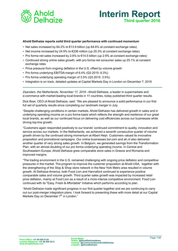 Thumbnail Ahold Delhaize Quarterly Report 2016-q3