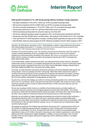 Thumbnail Ahold Delhaize Quarterly Report 2017-q3