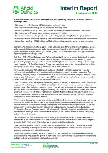 Thumbnail Ahold Delhaize Quarterly Report 2018-q1