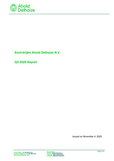 Thumbnail Ahold Delhaize Quarterly Report 2020-q3
