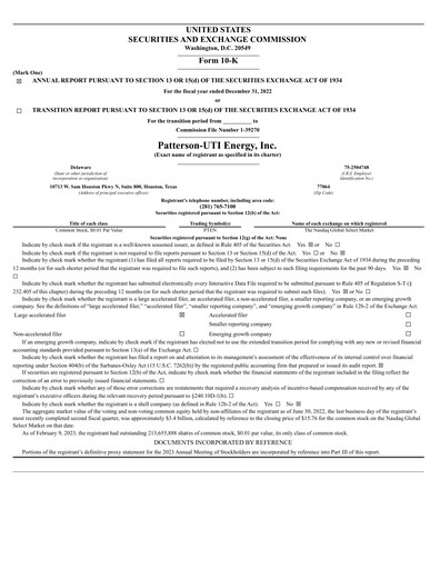 Thumbnail Patterson-UTI Energy Annual Report 2022