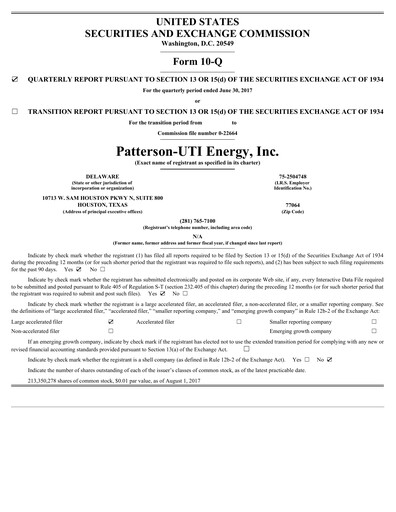 Thumbnail Patterson-UTI Energy Quarterly Report 2017-q2