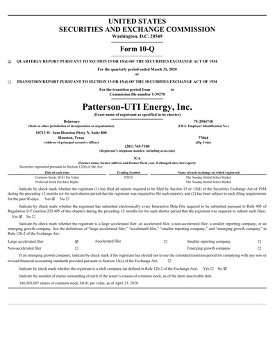 Thumbnail Patterson-UTI Energy Quarterly Report 2020-q1