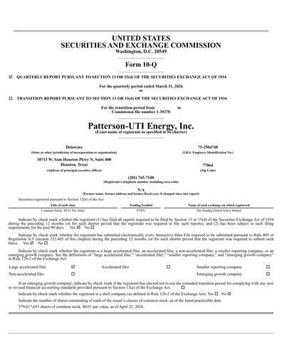 Thumbnail Patterson-UTI Energy Quarterly Report 2026-q1