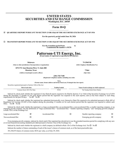 Thumbnail Patterson-UTI Energy Quarterly Report 2026-q2